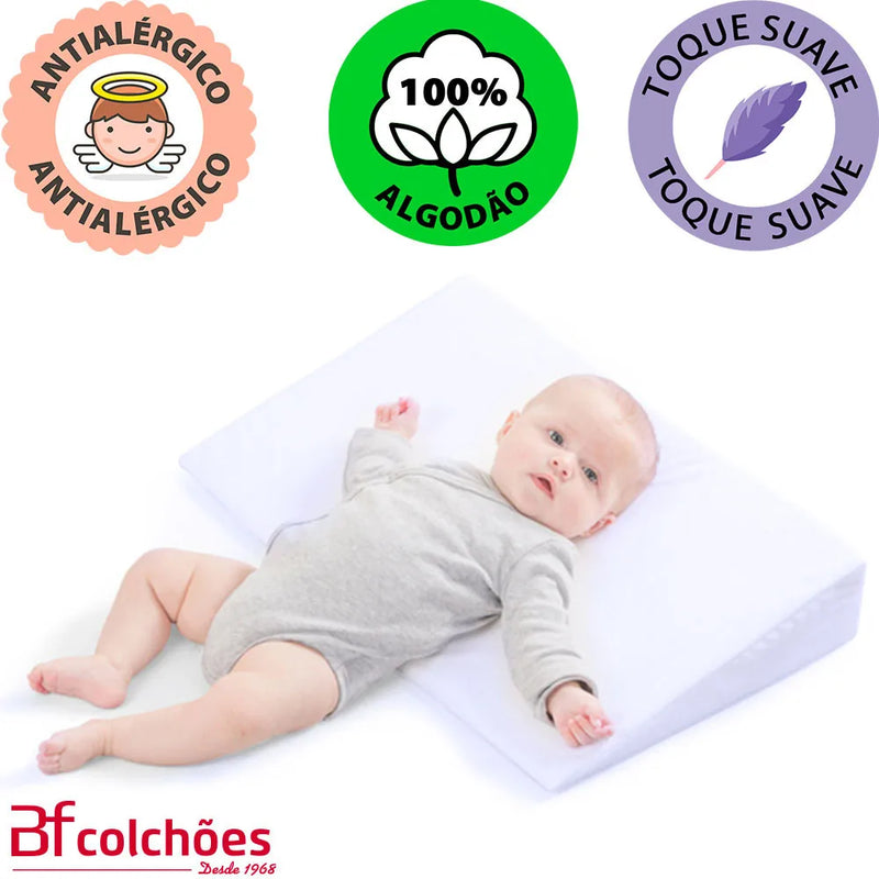 Anti-Reflux Baby Cushion Pillows Crib Ramp + Anti-allergic Cover 100 Cotton-BF Mattons