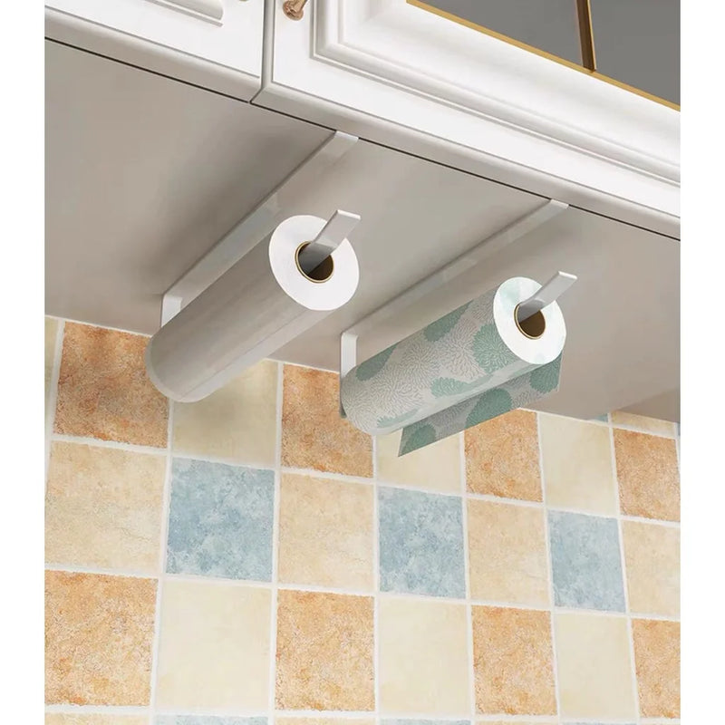 Paper Towel Door Holder By Kitchen Cabinet Multipurpose/Paper Towel Holder White Steel Dicarlo